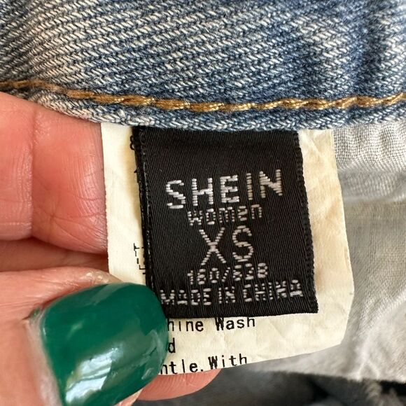 Shein Factory Distressed Blue Jeans Light Wash Wide Legs Size XS - Picture 11 of 13